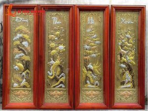 Tranh Tứ Quý Bằng Đồng