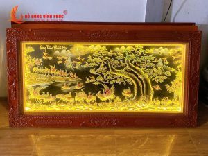 Tranh song tùng bách hạc bằng đồng