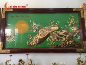 Tranh uyên ương dạ nguyệt bằng đồng