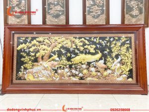 Tranh vinh hoa phú quý bằng đồng dát vàng 24k